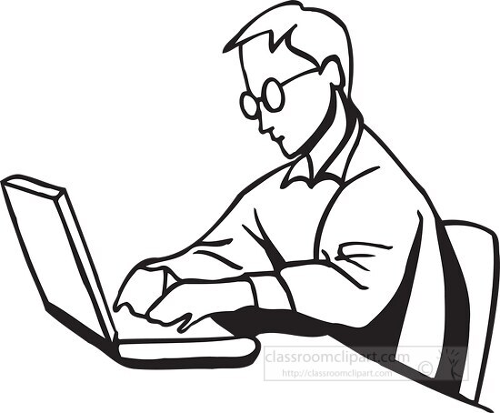 man working on computer clipart