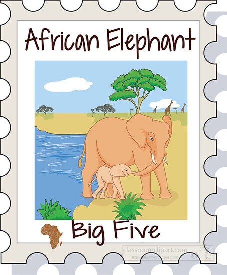africa big five animal elephant clipart image 2