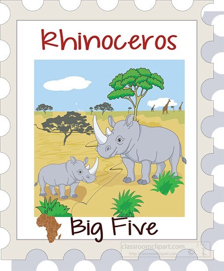 africa big five animal rhinoceros clipart image