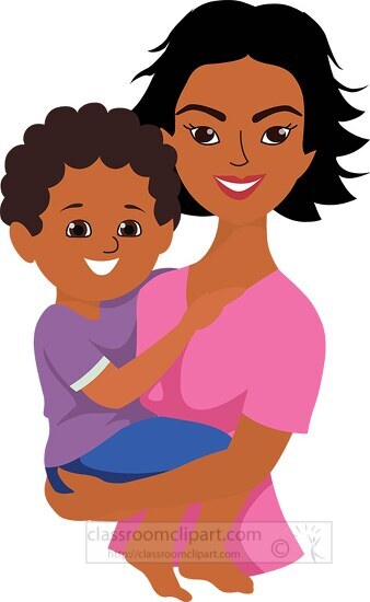 african amercian mother holding her child clipart