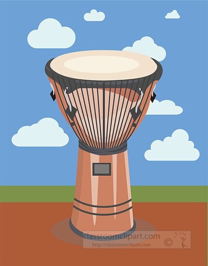 african djembe drum clouds blue sky clouds vector clipart image