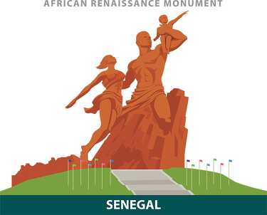 african renaissance monument dakar senegal vector clipart