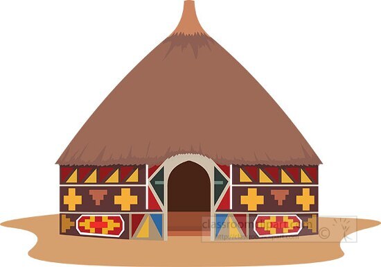 african thatched hut africa clipart