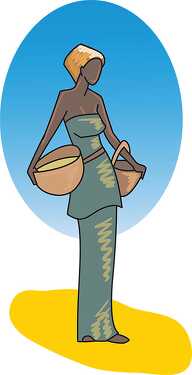 african woman carries baskets clipart
