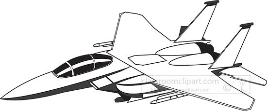fighter jet clip art black and white