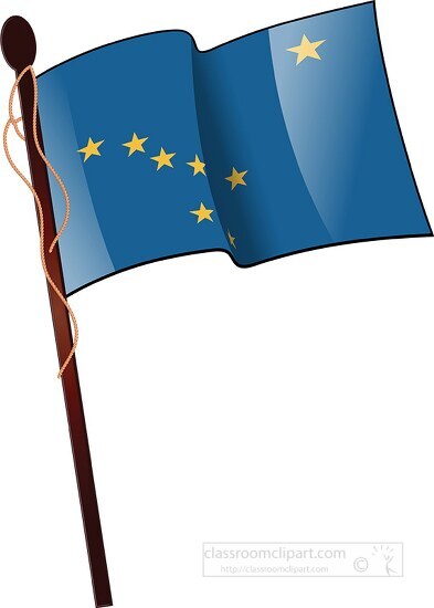 alaska state flag on flag pole clipart