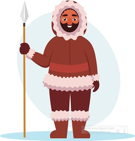 alaskan eskimo man in winter clothing clipart