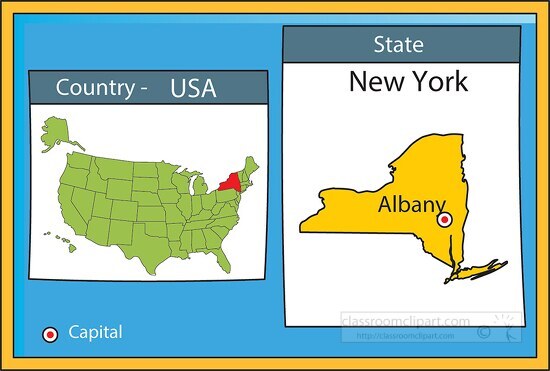 albany new york state us map with capital