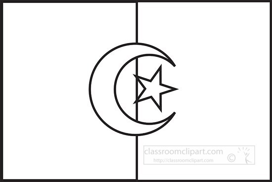 Algeria wavy flag black outline clipart