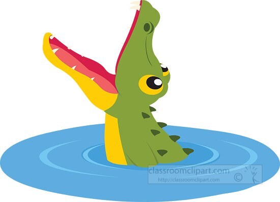 alligator jumping out of water with open mouth clipart 318