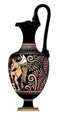 ancient greek apulian jug depicting hermaphroditos