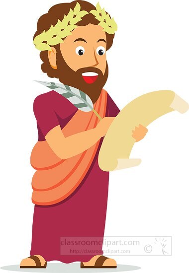 ancient greek emperor signing on document clipart
