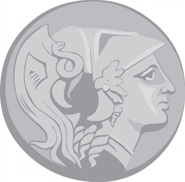 ancient greek gold coin gray clipart