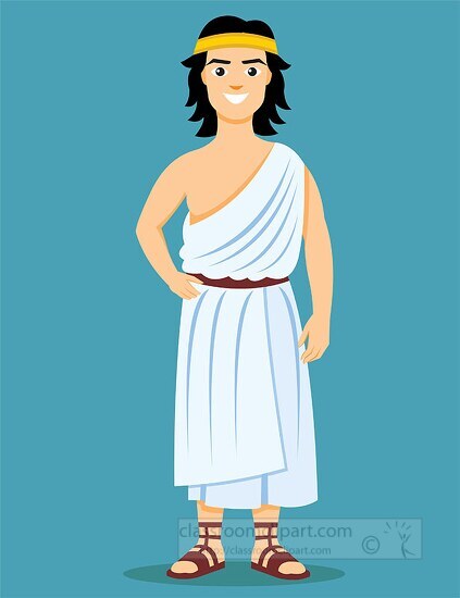 ancient greek man wearing tunic sandals clipart