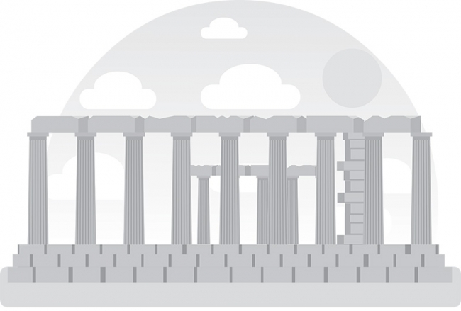 ancient greek temple of poseidon gray clipart