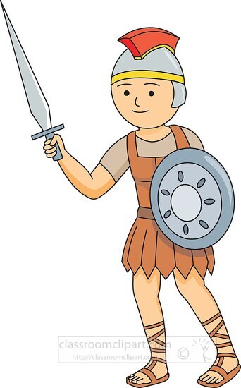 Ancient roman soldier with sword clipart