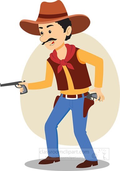 angry cowboy holding gun clipart