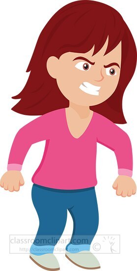angry girl showing her anger emotions clipart