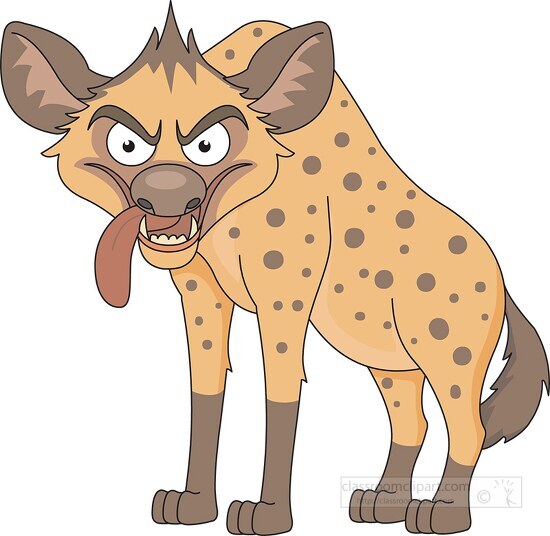 angry looking hyena tongue out of mouth cartoon clipart 58188