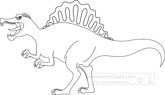 angry spinosaurus dinosaur black white outline clipart