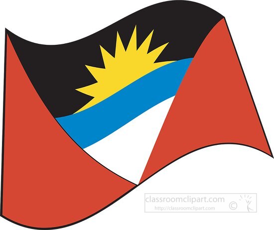 Antigua Barbuda flag flat design wavy clipart
