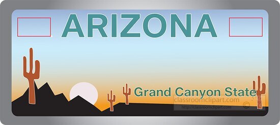 Arizona State License Plate Clipart