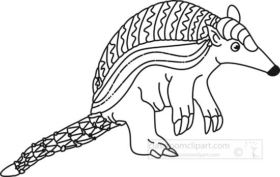 armadillo outline animal clipart 22
