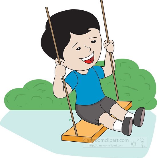 asian boy swinging at playground clipart