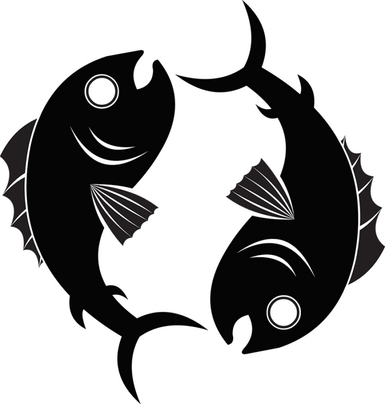 astrology sign pisces black white clipart