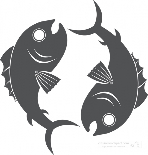 astrology sign pisces silhouette gray clipart