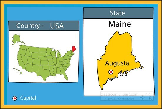 augusta maine state us map with capital