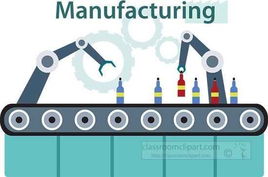 automated production line inside a manufacture factory clip-art