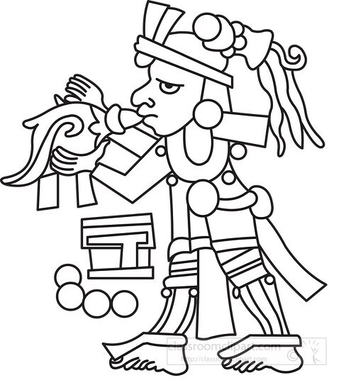 aztec hieroglyphics mythology black line clipart
