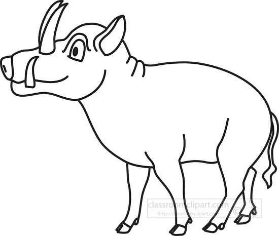 babirusa animal black outline clipart