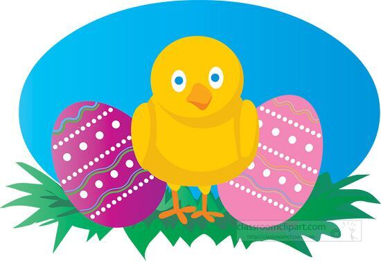baby chick with easter eggs clipart