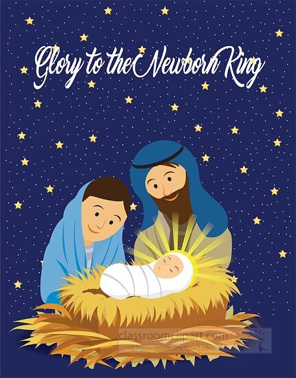 Christmas Clipart-baby jesus in manger glory to newborn king