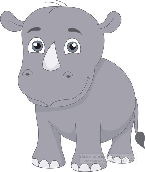 baby rhinoceros cartoon style clipart