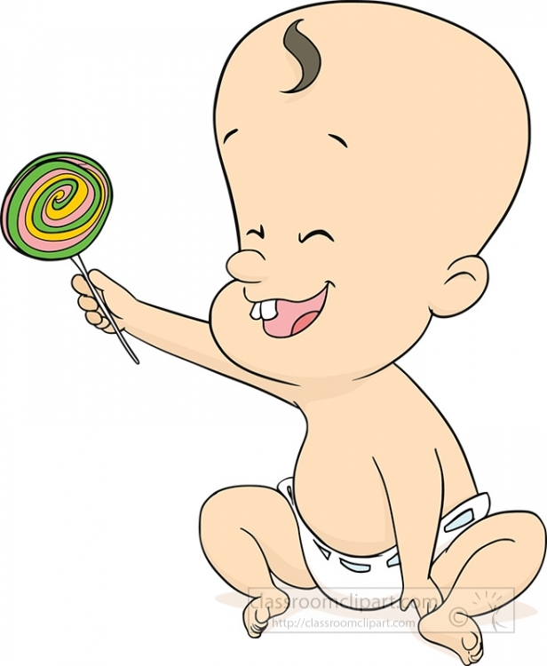 baby sitting laughing holding toy clipart