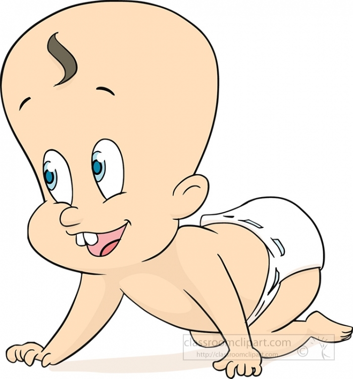 baby wearing diaper crawling clipart 22