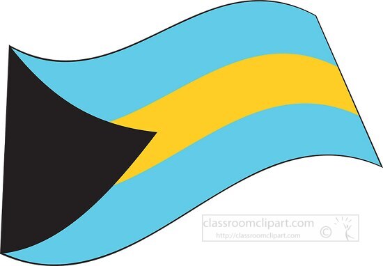 Bahamas flag flat design wavy clipart