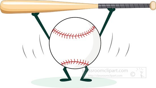 ball character holding bat over head clipart