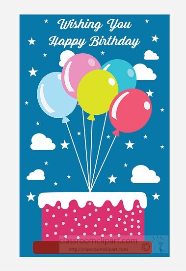 balloons carry cake sending happy birthday wish
