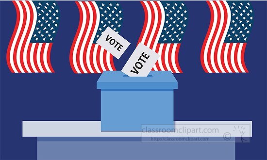 ballot box showing vote with flags in background clipart