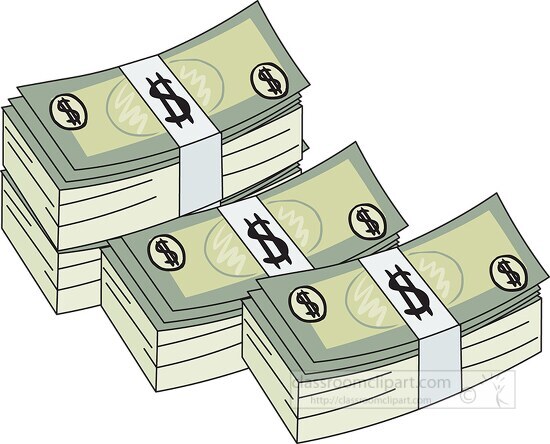 banknotes stack of money clipart