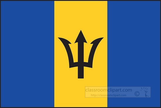 Barbados flag flat design clipart
