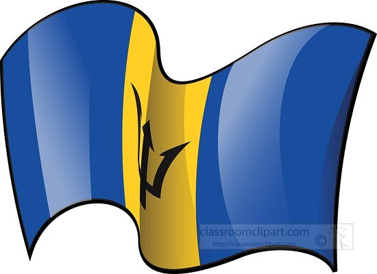 Barbados wavy country flag clipart
