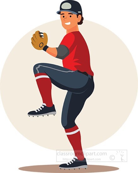 baseball player pitcher prepares to throw ball clipart