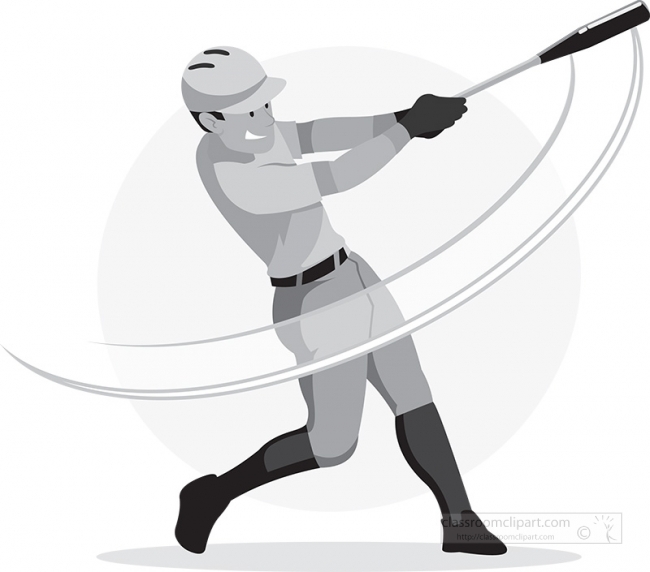 baseball player swinging bat to hit ball gray color