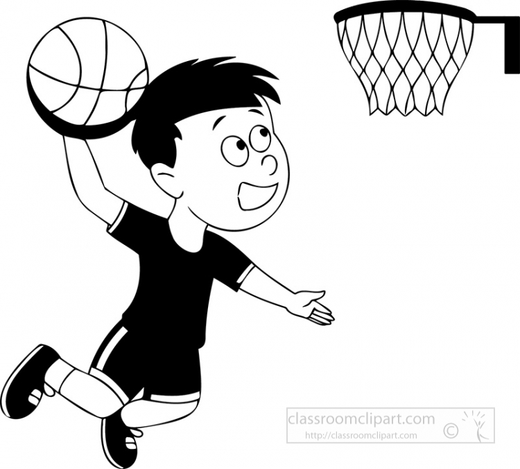 basketball dunking boy playing basketball outline clipart