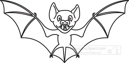 bat black white outline clipart